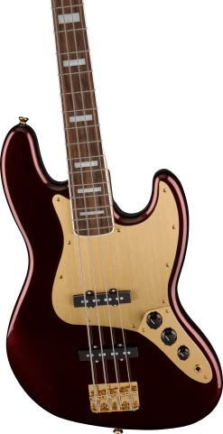Squier 40th Anniversary Jazz Bass Gold Edition | Ruby Red Guitar