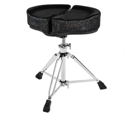 Ahead Spinal-G Drum Throne With 3 Legs | Black With Sparkle Sides Drum Hardware