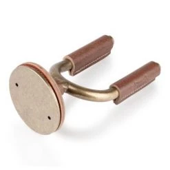 Levys Brass Forged Guitar Hanger W/ Brown Leather Guitar Accessories