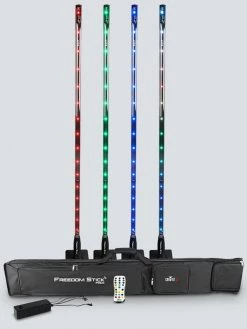 Chauvet FREEDOMSTICKPAK 4 LED Sticks W/Charger, Remote, Bag Light System