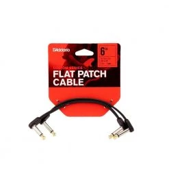 D'Addario 6" Flat Patch Cable Right Angle Twin Pack Pro Audio Accessories