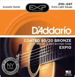 D'Addario EXP Coated 80/20 Bronze Acoustic Guitar Strings