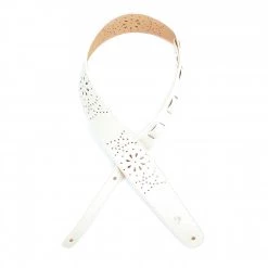 D'Addario Planet Waves Leather Guitar Strap | Perforated White
