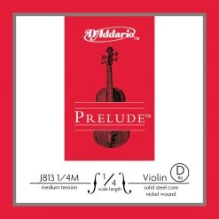 D'Addario Prelude Violin Single D String, 1/4 Scale, Medium Tension Strings