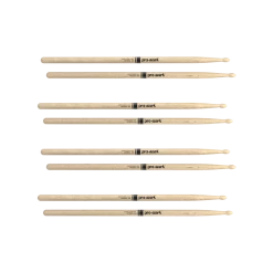 D'Addario ProMark Classic Attack 5A Shira Kashi Oak Drumstick, Oval Wood Tip, 4-Pack Drum Sticks