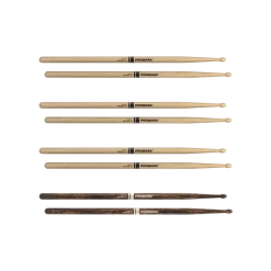 D'Addario ProMark Rebound 5A Hickory Drumstick, Acorn Wood Tip, FireGrain Bonus 4-Pack