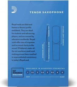 D'Addario Royal Tenor Saxophone Reeds, 4.0 Strength | 10-Pack