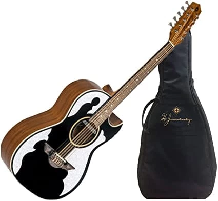 H JIMENEZ El Patron Bajo Quinto With Bag | Glossy Black Guitar 5 H JIMENEZ El Patron Bajo Quinto With Bag | Glossy Black Guitar