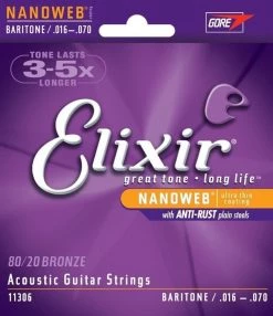 Elixir Nanoweb 80/20 Coated Acoustic Guitar Strings Guitar Accessories