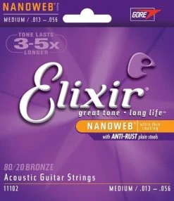 Elixir Nanoweb 80/20 Coated Acoustic Guitar Strings Guitar Accessories