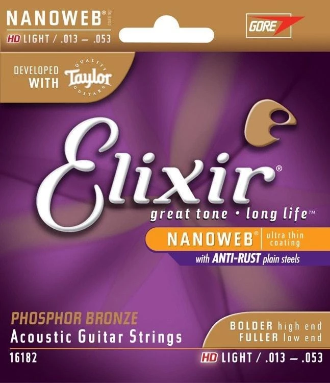 Elixir Nanoweb Phosphor Bronze Coated Acoustic Guitar Strings 8 Elixir Nanoweb Phosphor Bronze Coated Acoustic Guitar Strings
