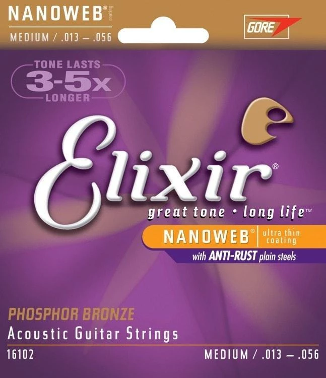 Elixir Nanoweb Phosphor Bronze Coated Acoustic Guitar Strings 7 Elixir Nanoweb Phosphor Bronze Coated Acoustic Guitar Strings