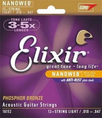 Elixir Nanoweb Phosphor Bronze Coated Acoustic Guitar Strings 9 Elixir Nanoweb Phosphor Bronze Coated Acoustic Guitar Strings