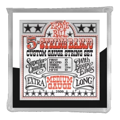 Ernie Ball EB2312 Light 5-String Loop End Stainless Steel Banjo Guitar Strings - 9-9 Gauge