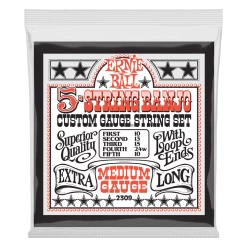 Ernie Ball Medium 5-String Loop End Banjo Strings | 10-10 Gauge Folk Instrument Accessories