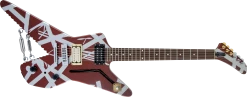 Guitar EVH Striped Series Shark, Burgundy With Silver Stripes