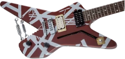 Guitar EVH Striped Series Shark, Burgundy With Silver Stripes
