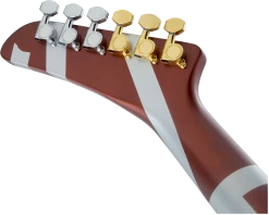 Guitar EVH Striped Series Shark, Burgundy With Silver Stripes