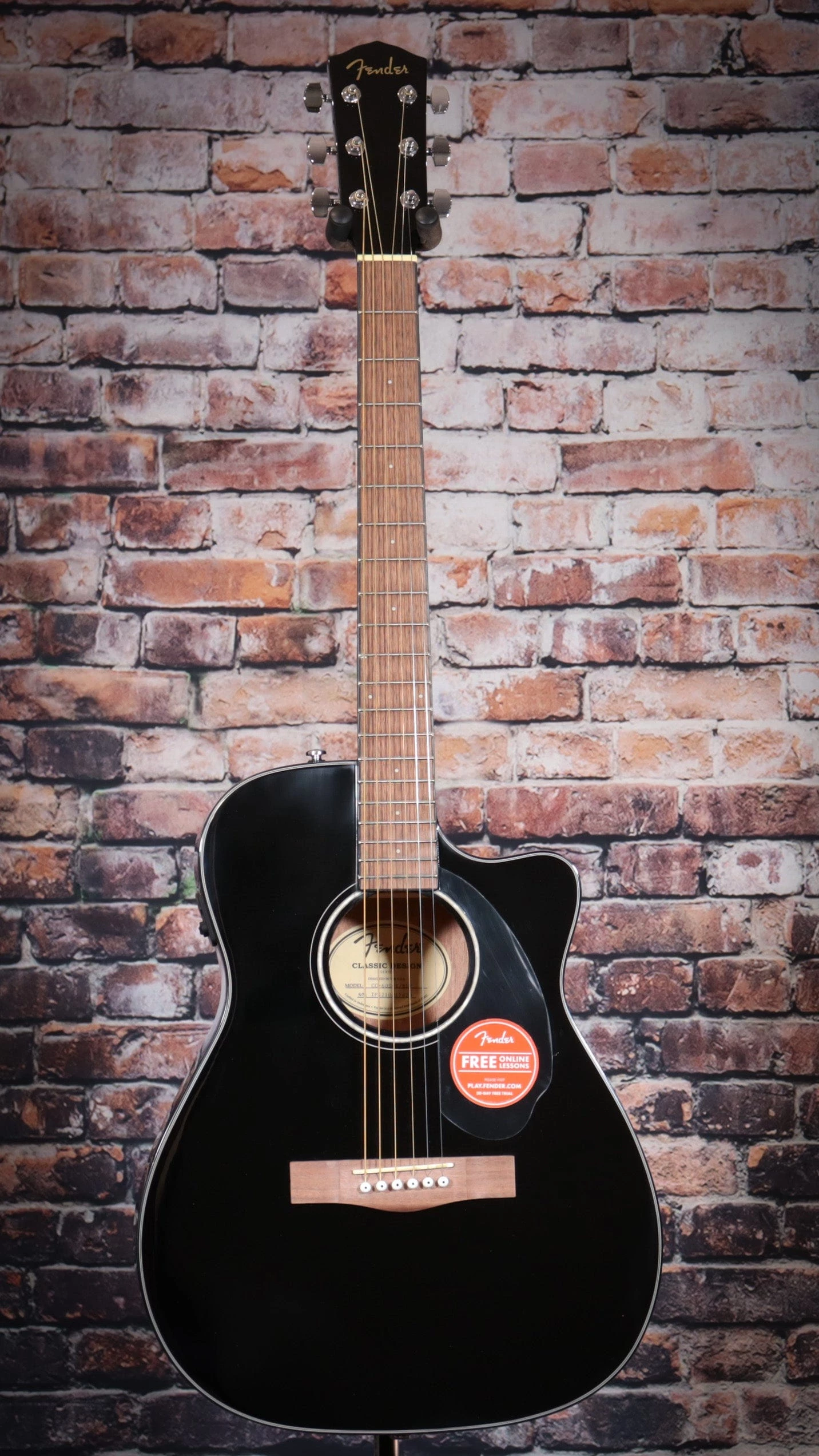 Fender CC-60SCE Concert Acoustic Guitar | Black/Walnut 4 Fender CC-60SCE Concert Acoustic Guitar | Black/Walnut