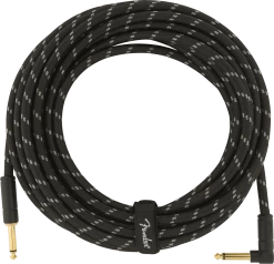 Fender Deluxe 25' Instrument Cable | Black Tweed Guitar Accessories