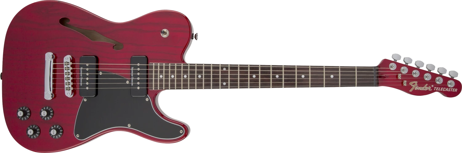 Fender Jim Adkins JA-90 Telecaster Thinline, Crimson Transparent Red Guitar 3 Fender Jim Adkins JA-90 Telecaster Thinline, Crimson Transparent Red Guitar