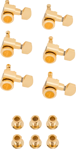 Fender Locking Stratocaster/Telecaster Staggered Tuning Machines, Gold | Set Of 6 Guitar Accessories
