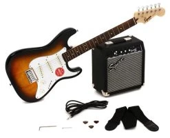 Squier Stratocaster Electric Guitar Starter Pack | Brown Sunburst