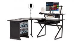 Gator Content Creator Desk Set With Corner Section And Rack Table