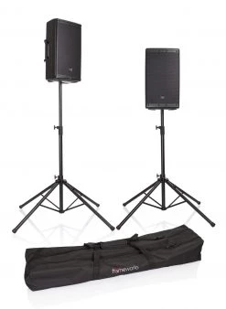 Gator Twin Quad Base Speaker Stands With Carrying Bag Pro Audio Accessories
