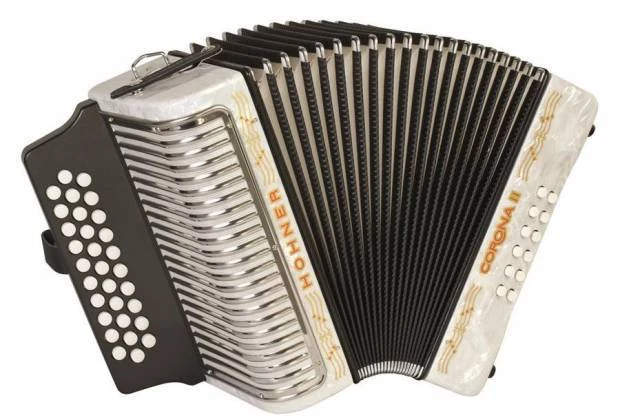 Accordions Hohner Corona II Diatonic Accordion Key Of GCF - White | 3500GW 4 Accordions Hohner Corona II Diatonic Accordion Key Of GCF - White | 3500GW