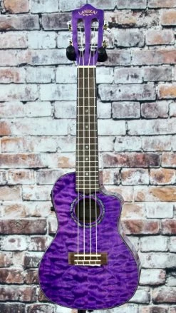 Lanikai Acoustic/Electric Tenor Ukulele | Quilted Maple Purple Stain Ukuleles