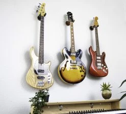 Levys Guitar Accessories Levy's Forged Steel Guitar Hanger With Smoked Metal & Black Veg-Tan Leather Yoke Wraps