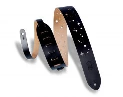 Levys Levy's Leather Galaxy Punch Out Guitar Strap | Black Guitar Accessories