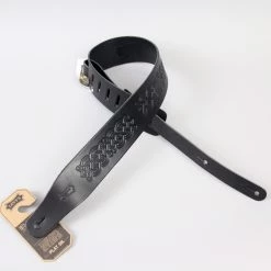 Levys Guitar Accessories Levy's Leathers Celtic Knot Emboss Guitar Strap | Black