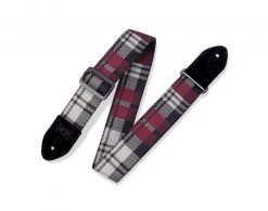 Levys Guitar Accessories Levy's Leathers Garnet Plaid Poly Guitar Strap | Black/Cream/Red