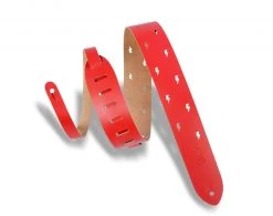 Levys Levy's Leathers Lighting Bolt Punch Out Guitar Strap | Red