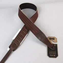 Levys Levy's Leathers Triple Stitch Contrast Guitar Strap | Red/Brown Guitar Accessories