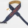 Levys Levy's MS317WV-NAV Guitar Strap | Navy Suede Leather Vine In-Lay
