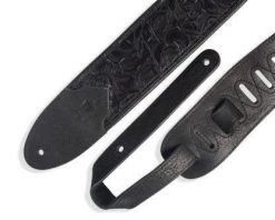 Levys' 3 Inch Wide Black Rose Embossed Leather Guitar Strap Guitar Accessories