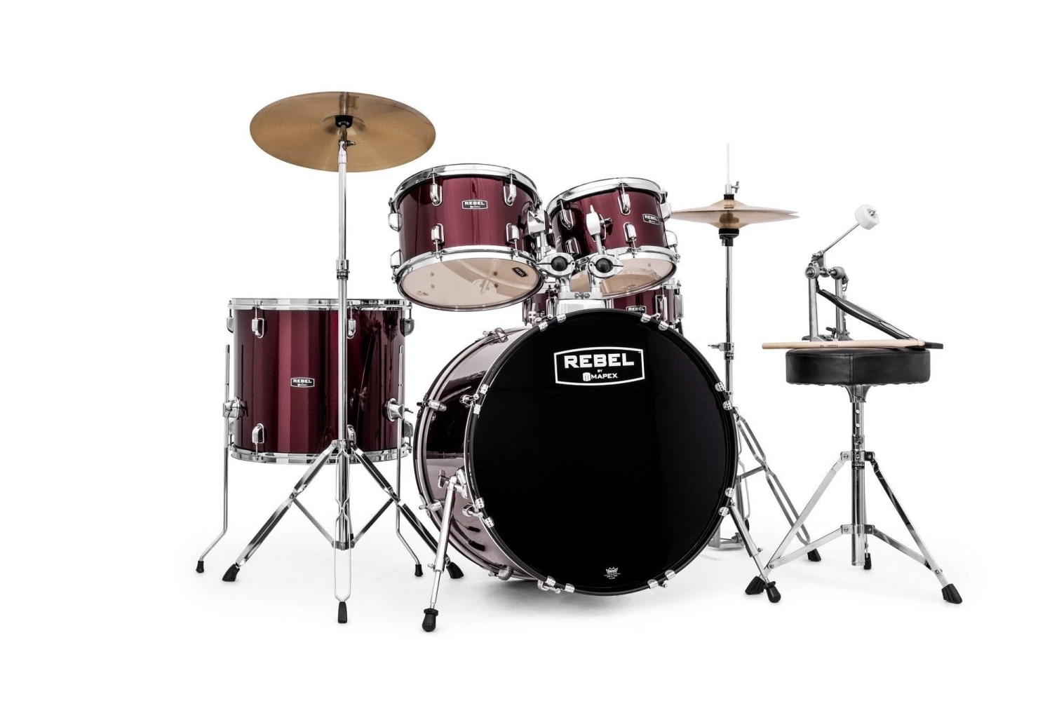 Mapex RB5294FTC Rebel 5 Piece SRO Complete Set Up Acoustic Drums 4 Mapex RB5294FTC Rebel 5 Piece SRO Complete Set Up Acoustic Drums