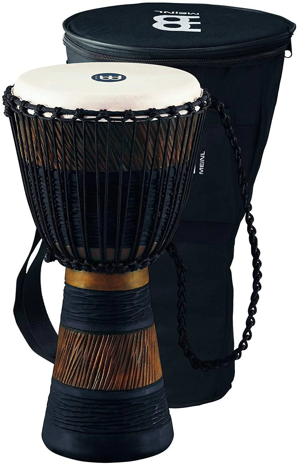Meinl ADJ3-M+BAG Rope Tuned 10" Wood Djembe 3 Meinl ADJ3-M+BAG Rope Tuned 10" Wood Djembe