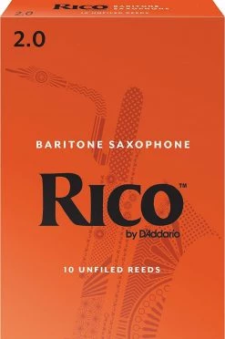 D'Addario Rico Baritone Sax Reeds, Strength 2, 10-pack