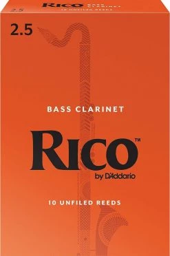 D'Addario Rico Bass Clarinet Reeds, Strength 2.5, 10 Pack