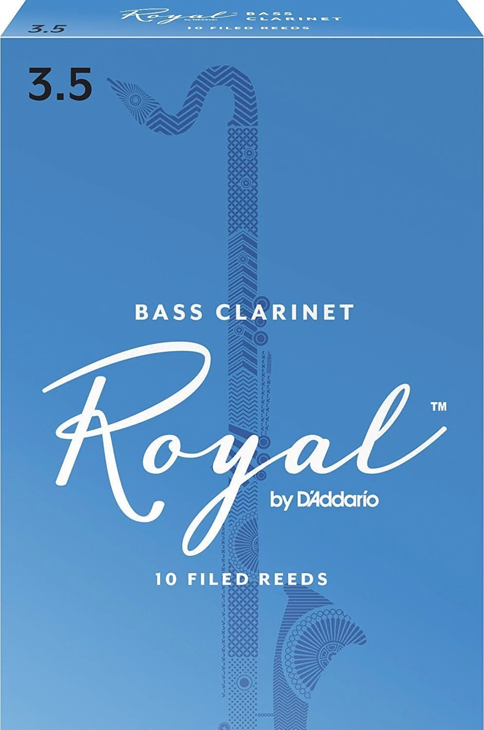 D'Addario Rico Royal Bass Clarinet Reeds, Strength 3.5, 10 Pack 3 D'Addario Rico Royal Bass Clarinet Reeds, Strength 3.5, 10 Pack