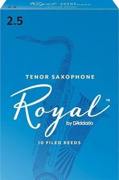 D'Addario Rico Royal Tenor Sax Reeds, Strength 2.5, 10-pack