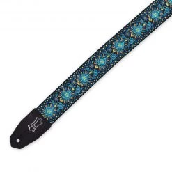Levys Right Height Strap W/ Woven Blue Black Gold Motif Guitar Accessories