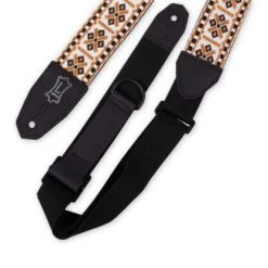 Levys Right Height Strap W/ Woven White Black Gold Motif Guitar Accessories