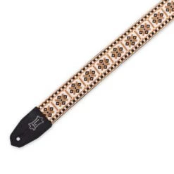 Levys Right Height Strap W/ Woven White Black Gold Motif Guitar Accessories