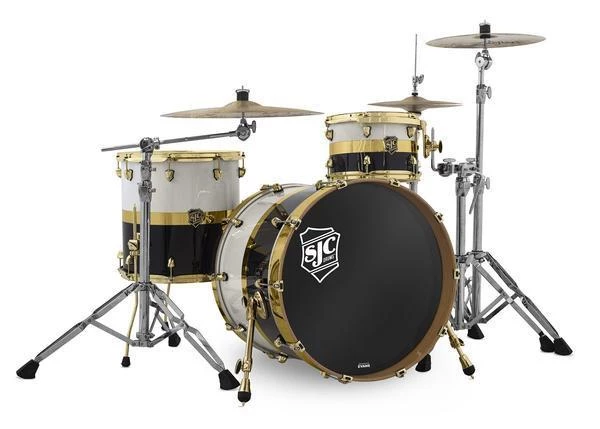 SJC Paramount Tuxedo Gold 3 Piece Shell Pack Acoustic Drums 10 SJC Paramount Tuxedo Gold 3 Piece Shell Pack Acoustic Drums