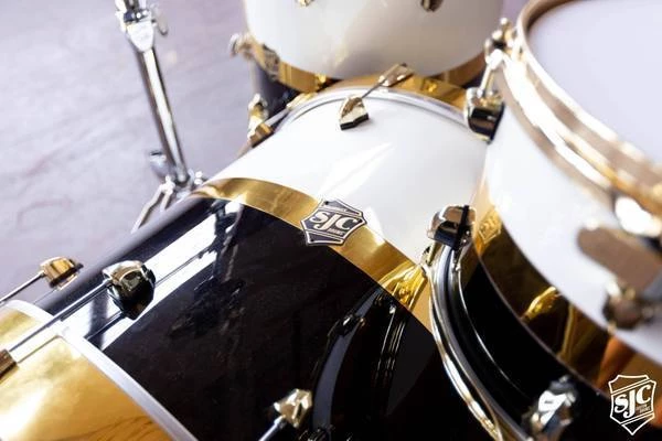 SJC Paramount Tuxedo Gold 3 Piece Shell Pack Acoustic Drums 12 SJC Paramount Tuxedo Gold 3 Piece Shell Pack Acoustic Drums